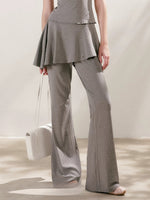 Lace U-Neck Fitted T-Shirt & Pants Set