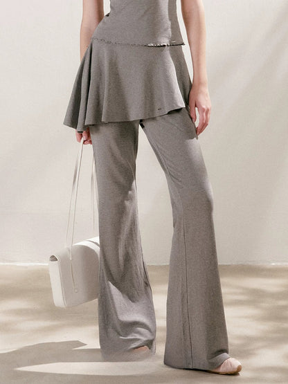 Lace U-Neck Fitted T-Shirt &amp; Pants Set