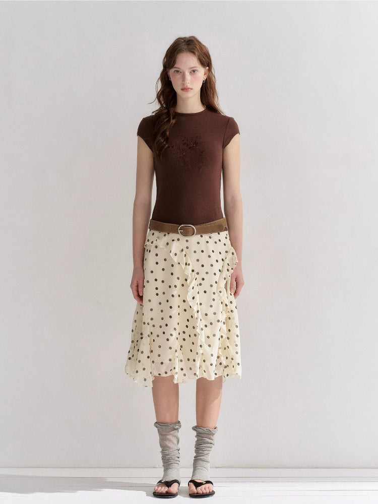 Floral Embroidered Fitted T-shirt