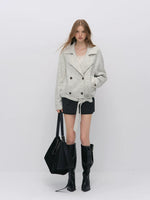 Cropped Wool-Blend Wrap Coat