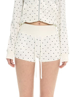 Polka Dot Slim Hoodie & High-Waist Shorts Set