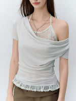 Lace Halter Drape Tee