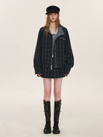 Reversible Plaid Stand Collar Jacket