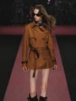 Double Breasted Cinched Waist Trench Coat