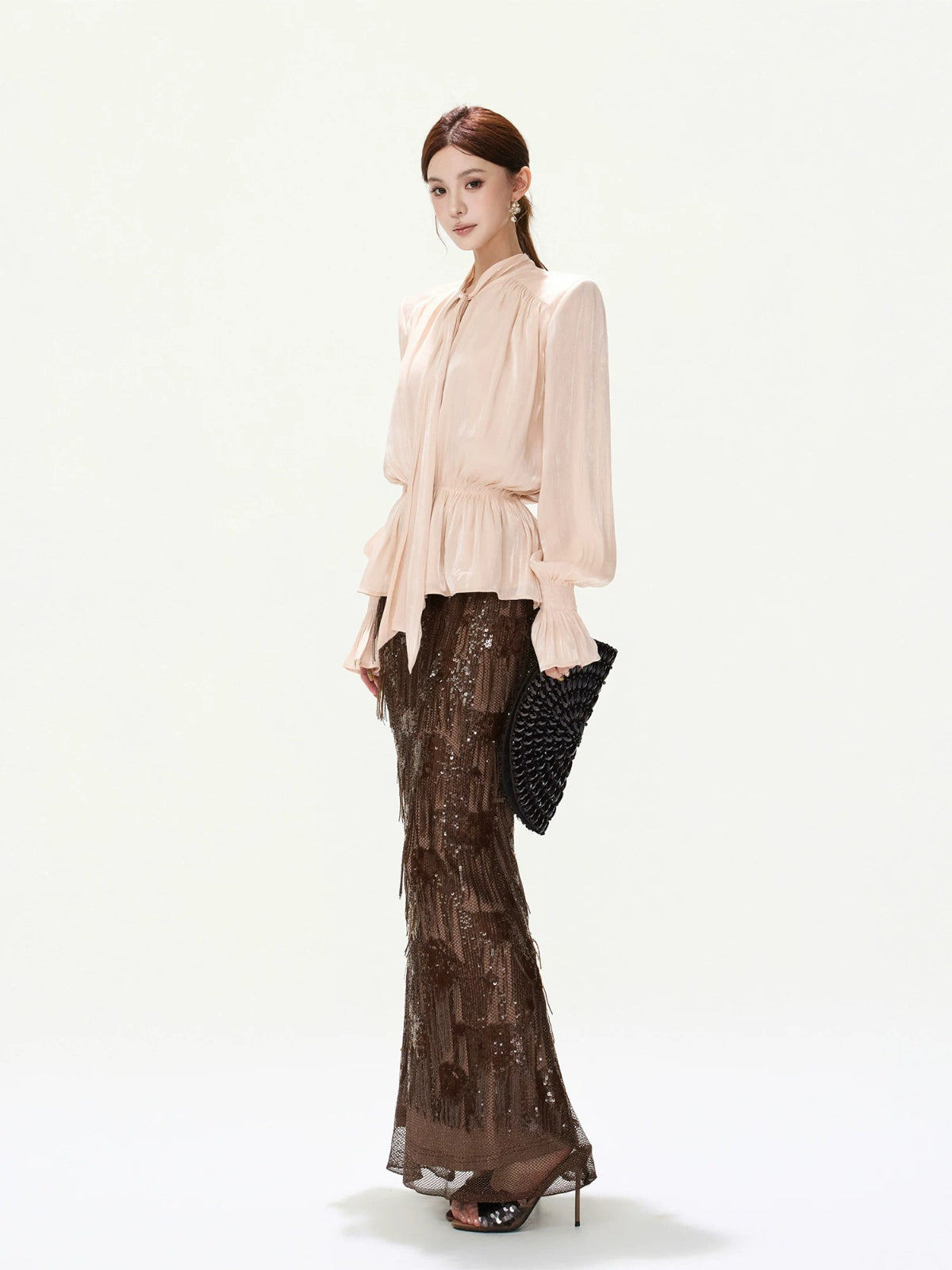 Bow Lantern Sleeve Blouse