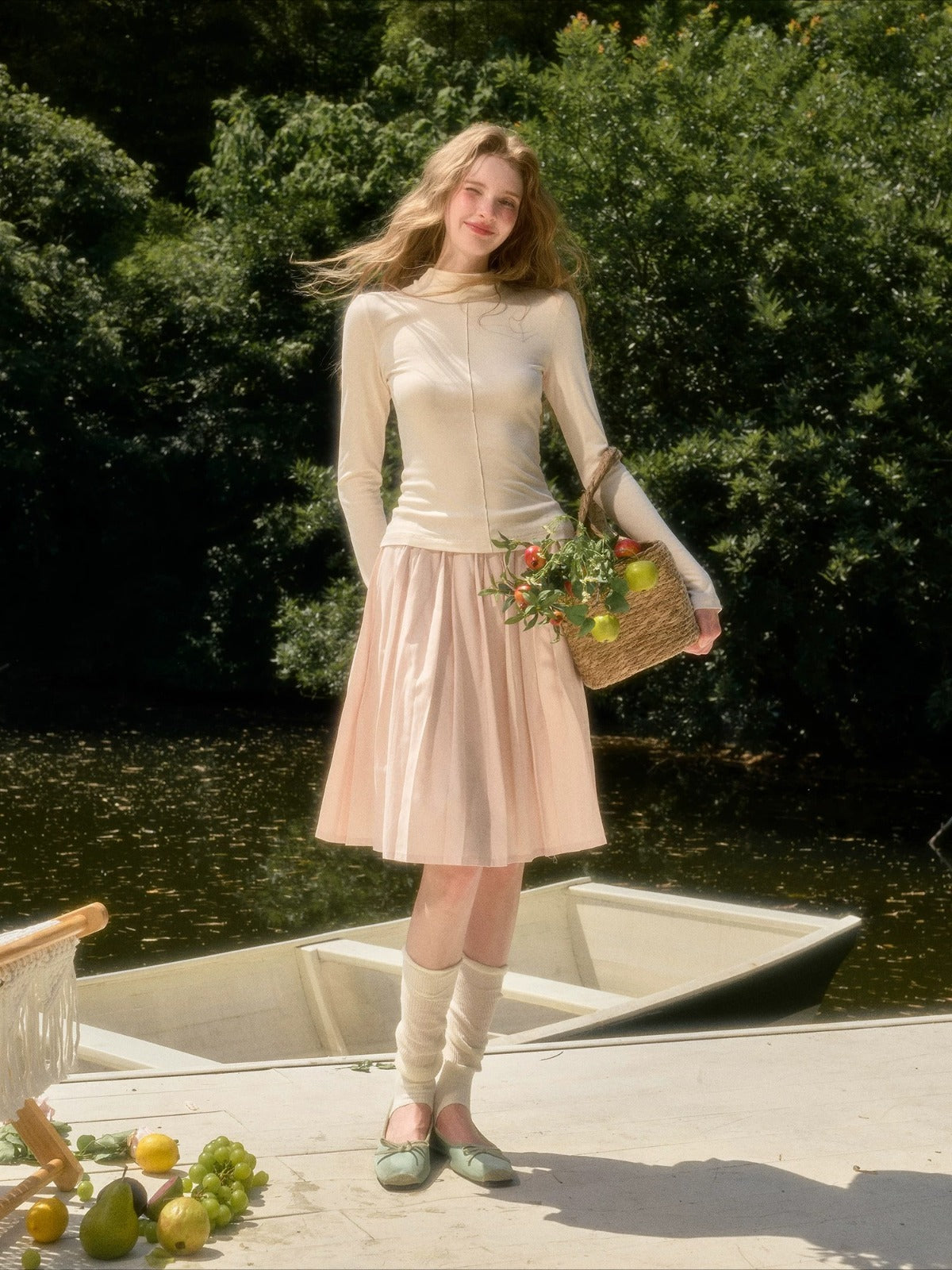 Pleated Floral Skirt