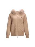 Detachable Fur Collar Knit Cardigan