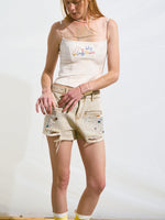 Embroidered Gradient Rhinestone Casual Shorts