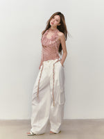 Ribbon-Flower Halter Vest
