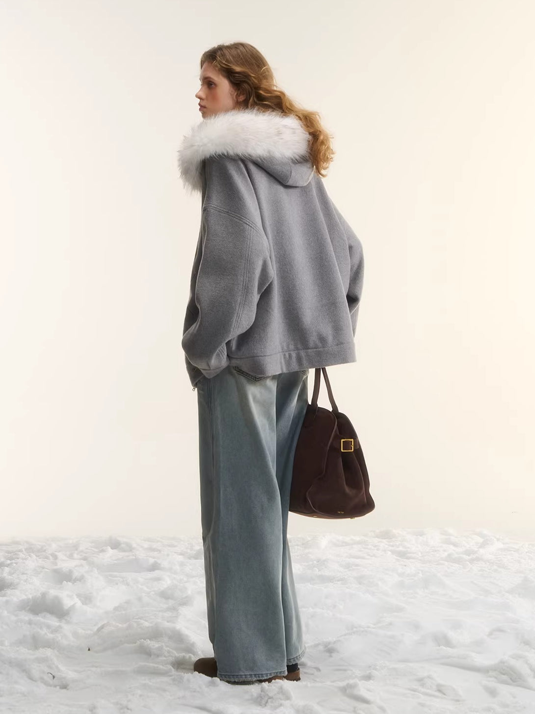 Argyle Patch Wool Hoodie Cardigan