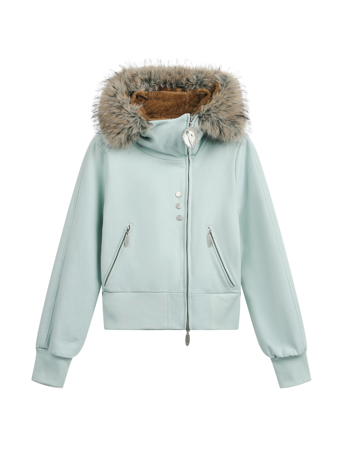 Hooded Cropped Fur Trim Jacket
