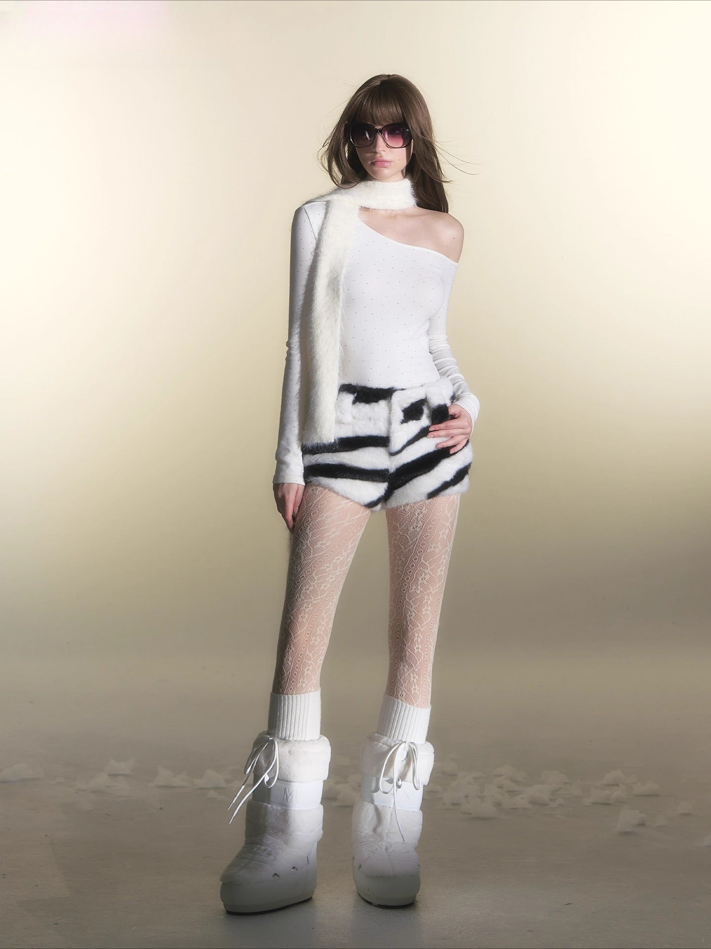 Zebra Print Faux Fur Shorts