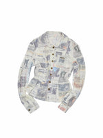 Cat Newspaper Print Lace Shirt