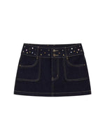 Studded Denim Mini Skirt