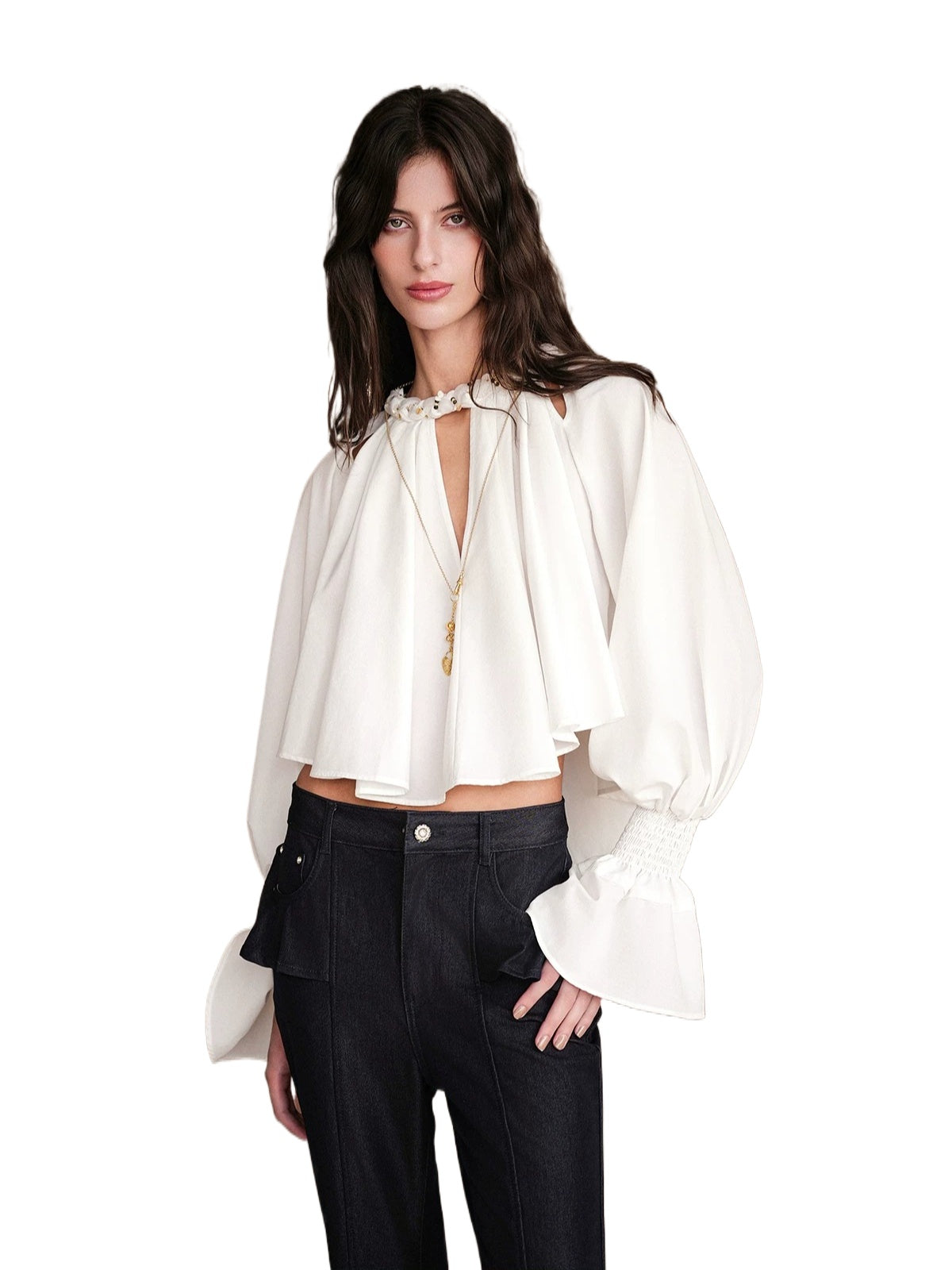 Rope Detail Flared Sleeve Blouse