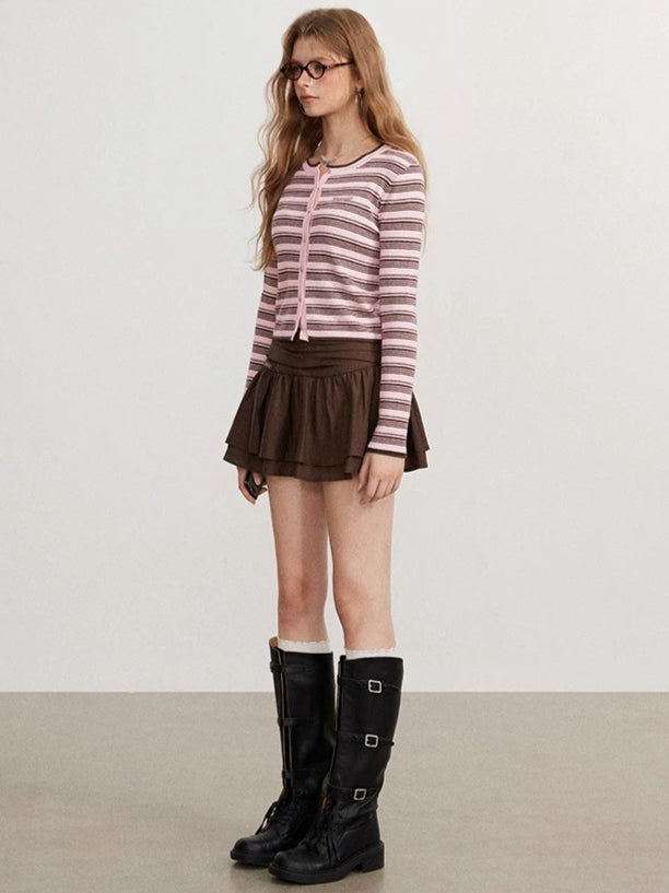 Contrast Stripe Knit Cardigan