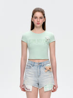 Rhinestone-like Slim Sweet-Spicy Cotton T-shirt
