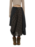 Irregular Plaid A-Line Midi Skirt