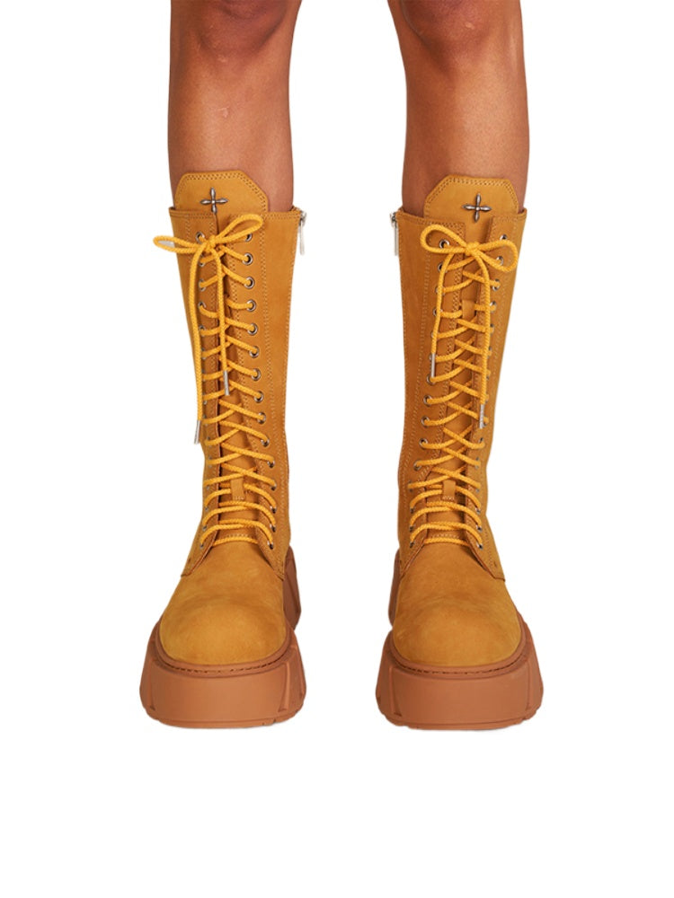 Future Mirage Leather Rider High Boots Ginger