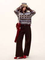 Belted Contrast Stitch Denim Pants