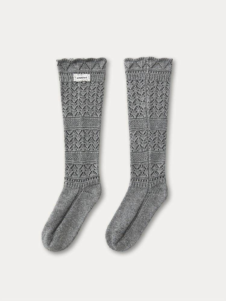 Wool Blend Crochet Mid-Calf Socks