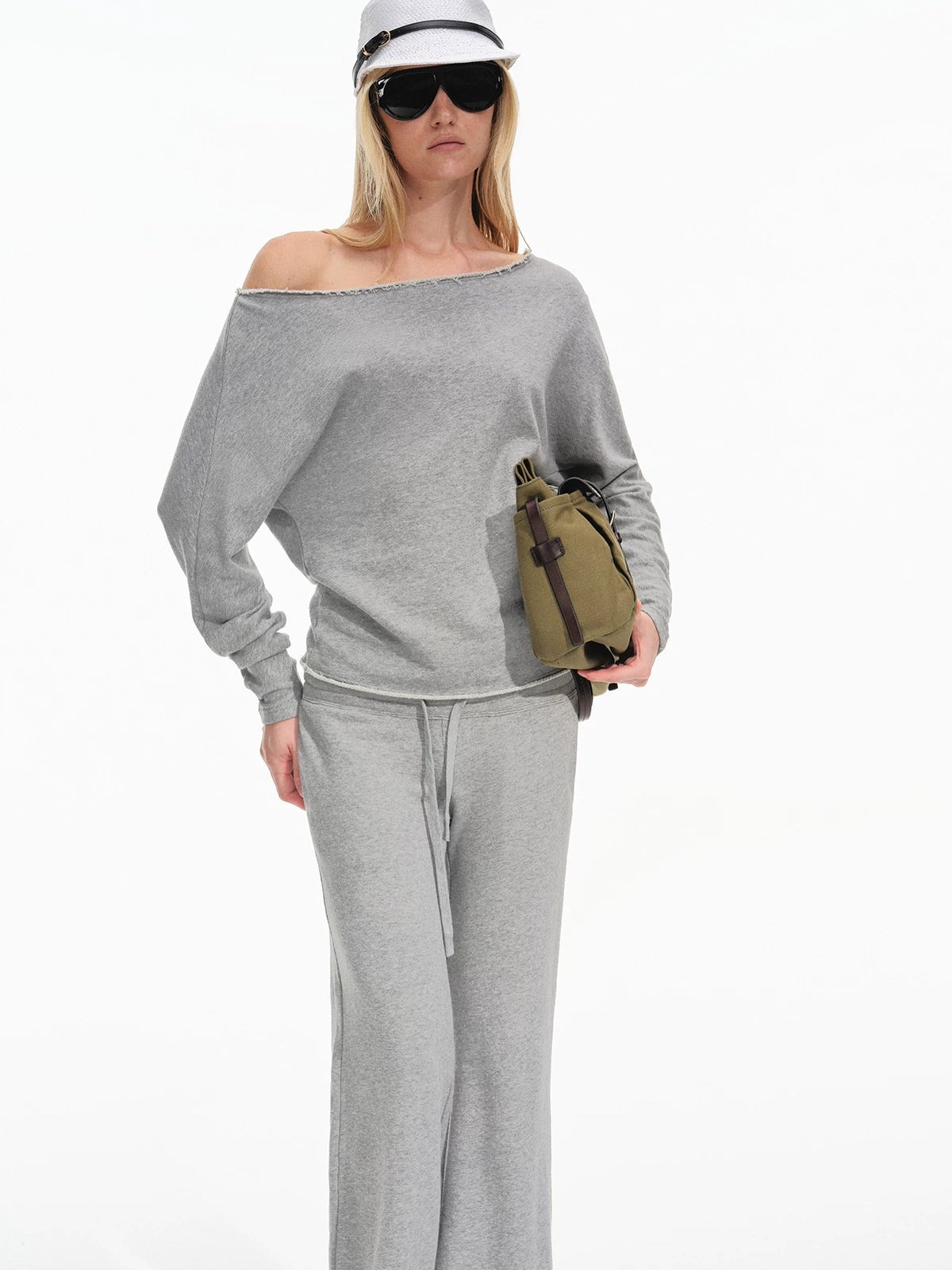 Off-Shoulder Sweatshirt &amp; Flared Pants Set