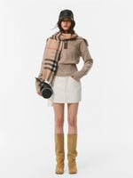Suede Trim Wool Blend Sweater