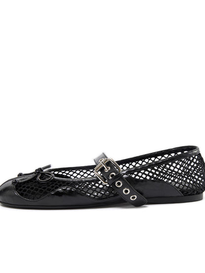 Fishing Net Woven Flat Mary Jane Shoes