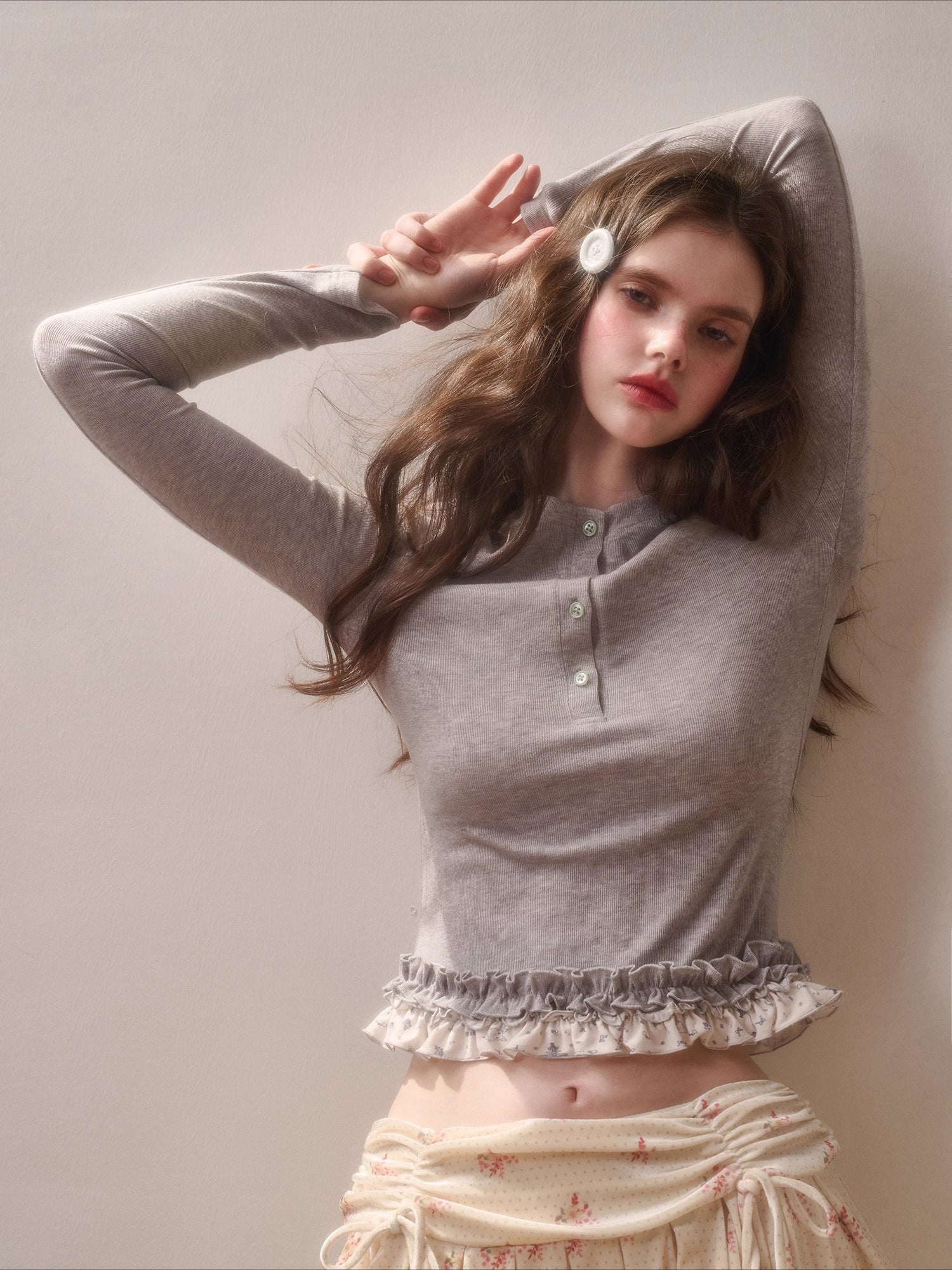 Printed Ruffle-Hem Top