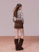 Color-Block Striped Wool Knit Cardigan
