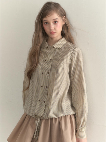 Vintage Doll Collar Double-Breasted Shirt