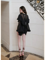 Twisted-Cord Cape Mini Dress