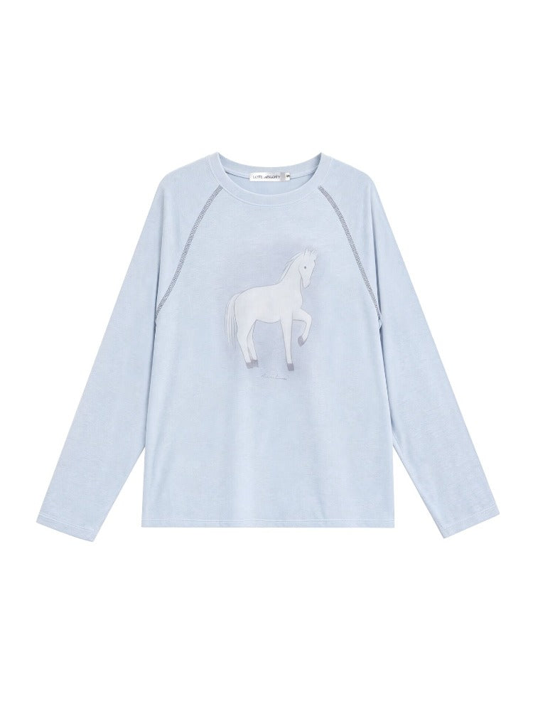 Horse Print Raglan Sleeve T-shirt