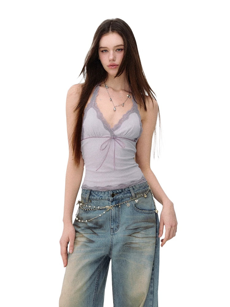 Lace Bow Halter Top