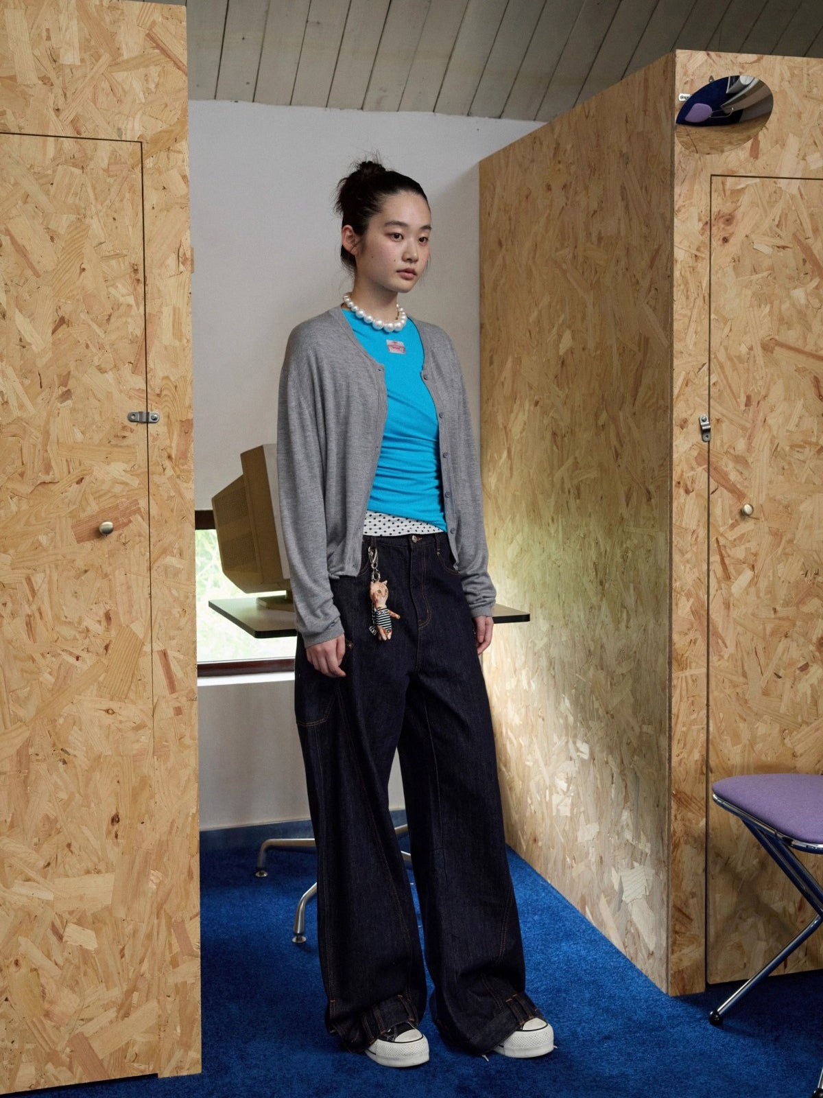 Solid Balloon Hem Wool Cardigan