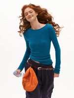 Rolled Edge Slim Knit Top