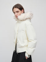 Beige & Brown Faux Fur Down Parka