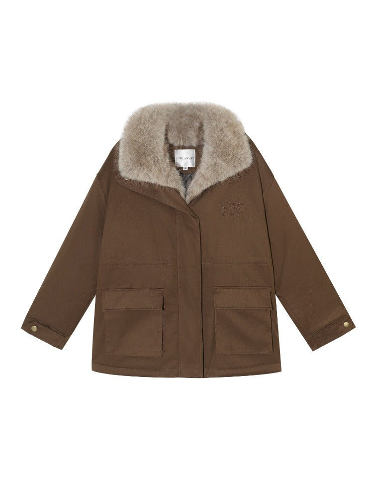 Detachable Fur Collar Padded Parka