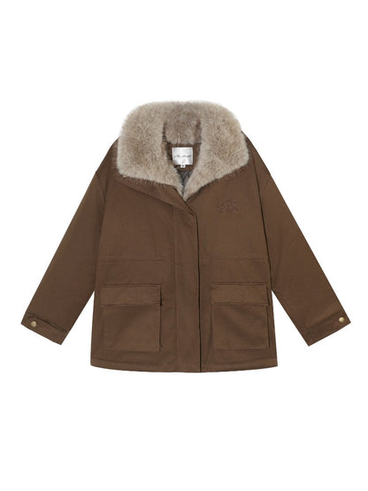 Detachable Fur Collar Padded Parka