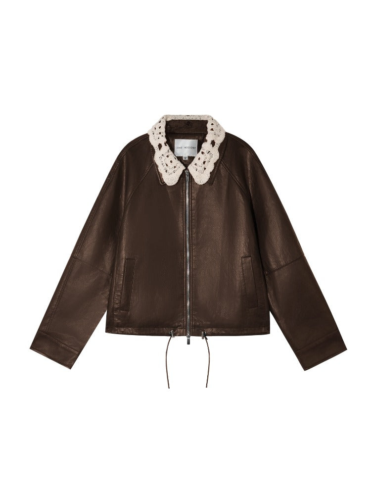 Detachable Collar PU Biker Jacket