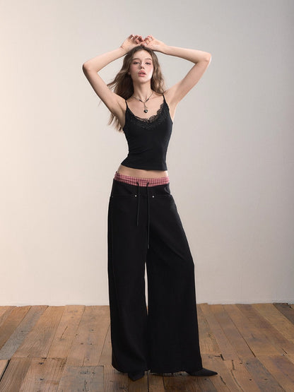 Lace Trim Cropped Cami Top