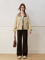 Chocolate Plaid Straight Jeans