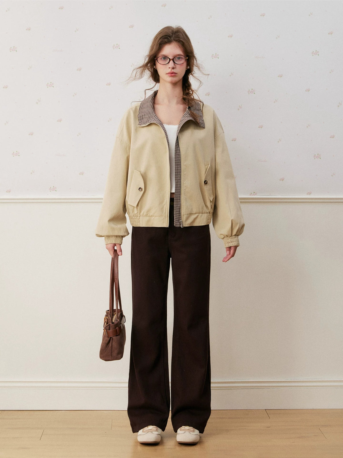 Chocolate Plaid Straight Jeans