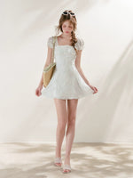 Embroidered Lace-Trim Dress