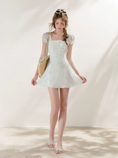Embroidered Lace-Trim Dress