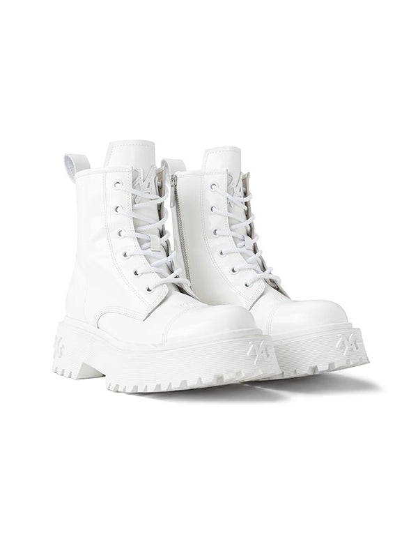 Glazed Platform Leather Boots