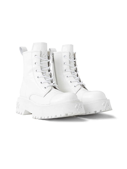 Glazed Platform Leather Boots