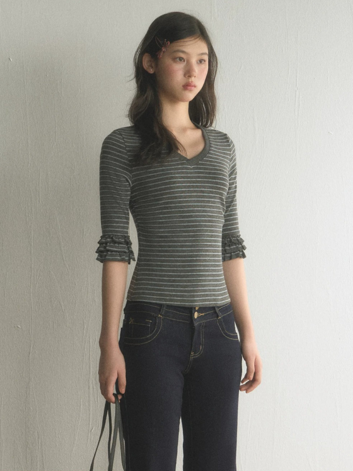 Vintage Stripe V-Neck Top