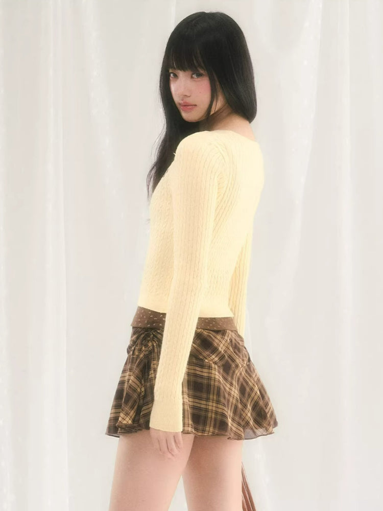 Jacquard V-Neck Knit Cardigan
