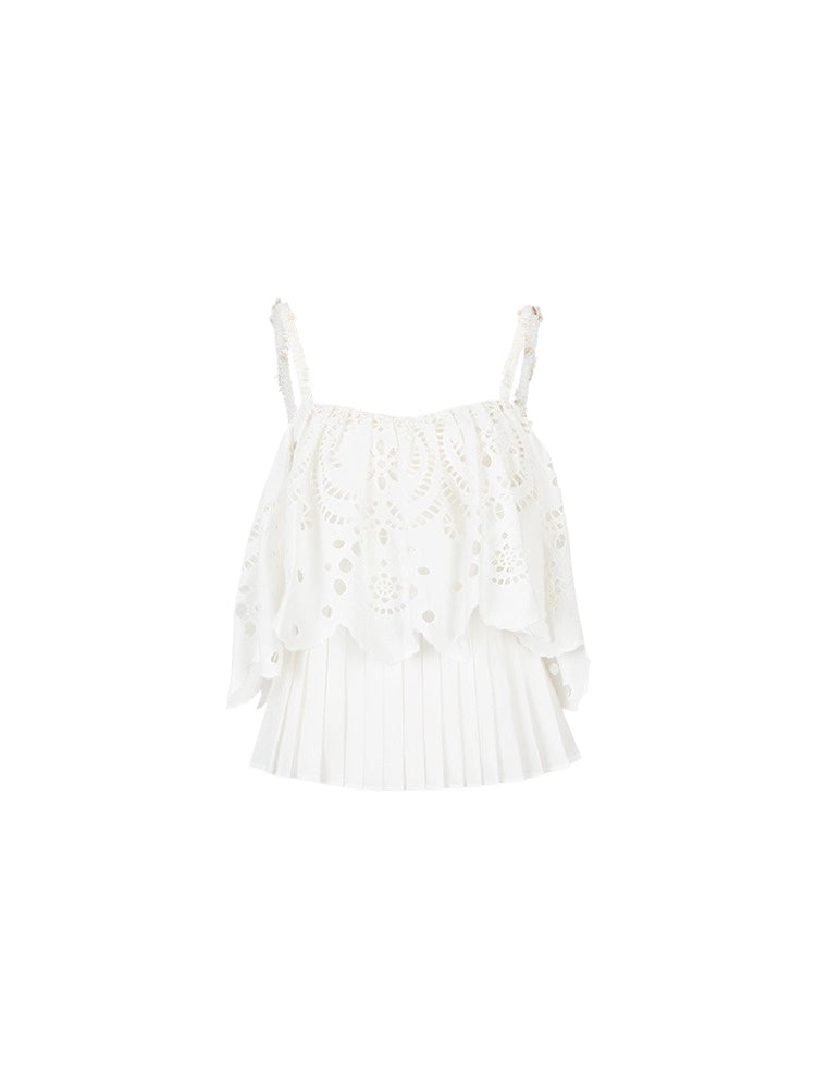 3D Hollow Embroidered Sleeveless T-shirt